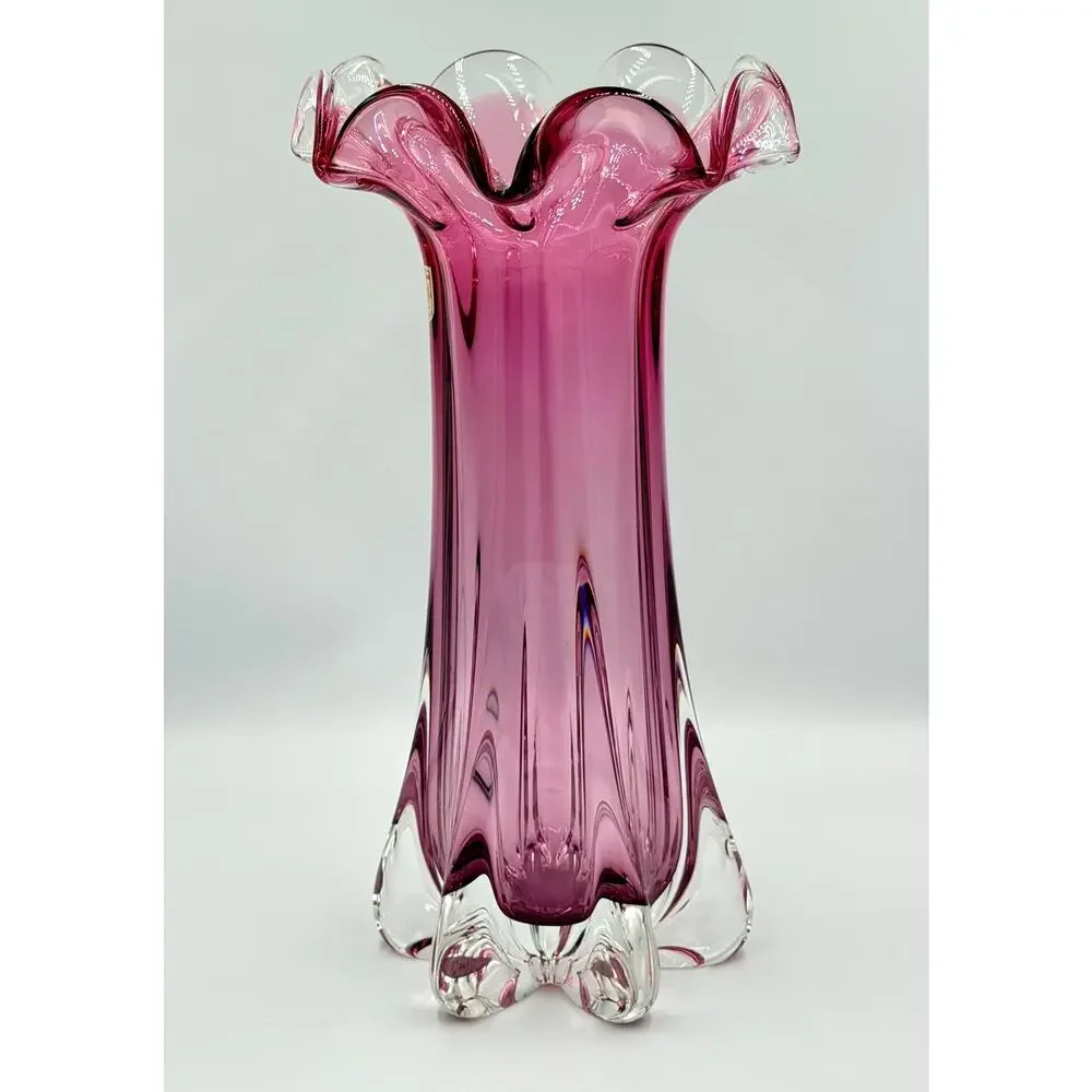 Mid-Century Czech Art Glass Vase, Josef Hospodka, Chřibská (Rubin glass) 1960s